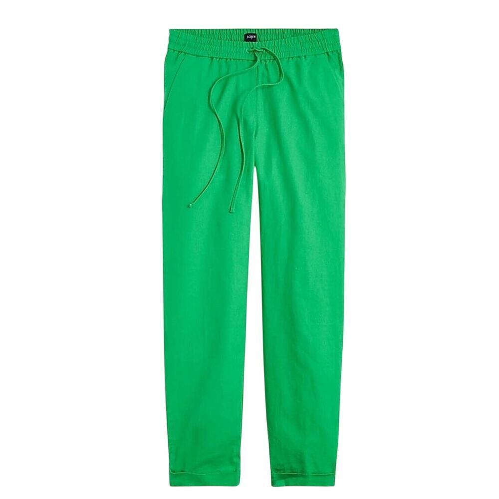 J.Crew Factory Green Linen Cotton Drawstring Pants Size 4 NWT